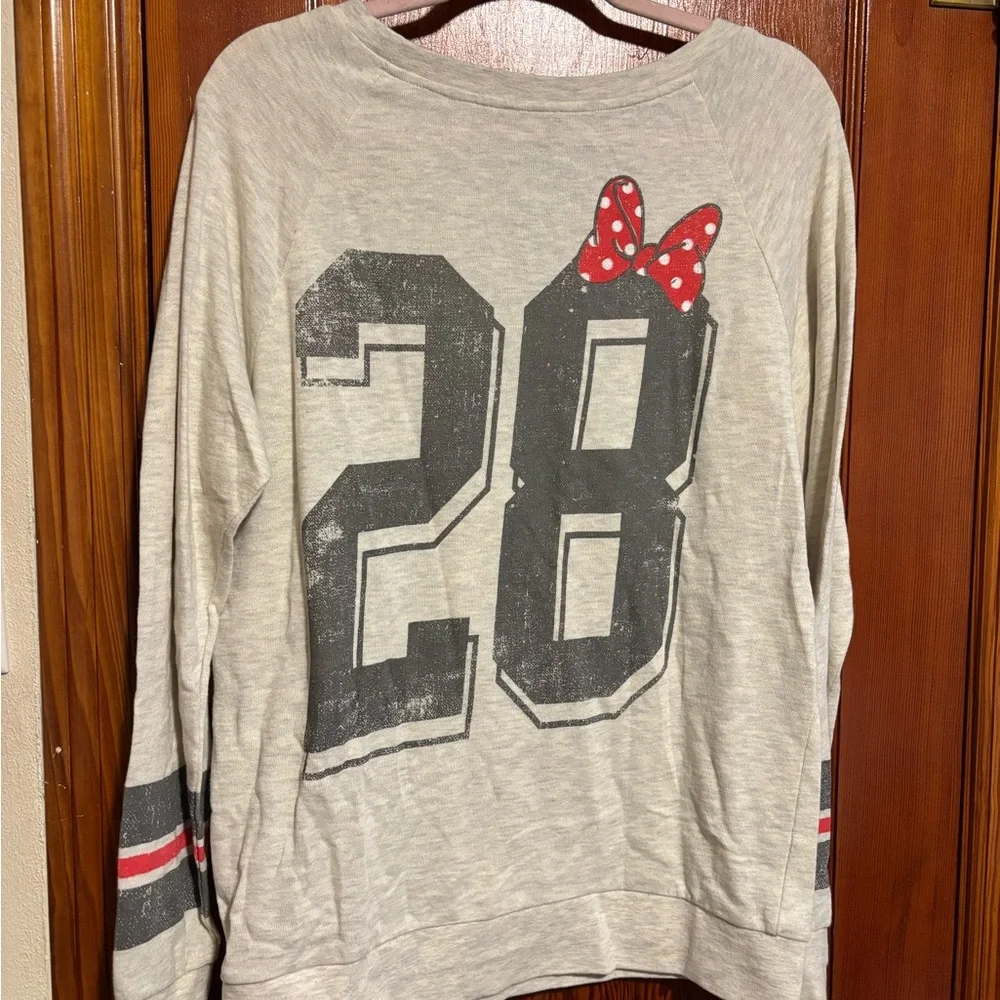 DISNEYLAND RESORT Grey Long Sleeve Minnie Bow Jersey Sweater
